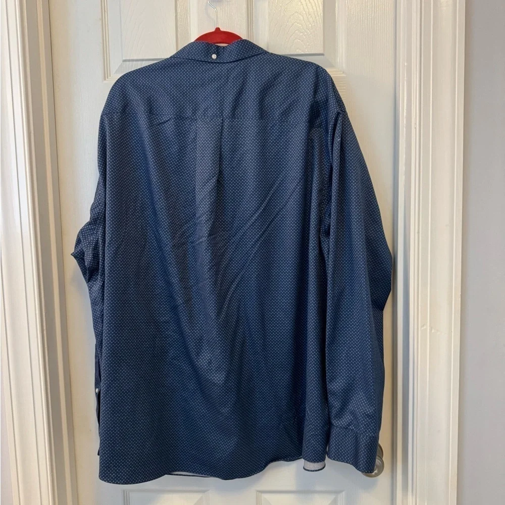 Duluth Trading Co Wrinkle Fighter Relaxed Fit Button Down Collared Blue Sz 3XL